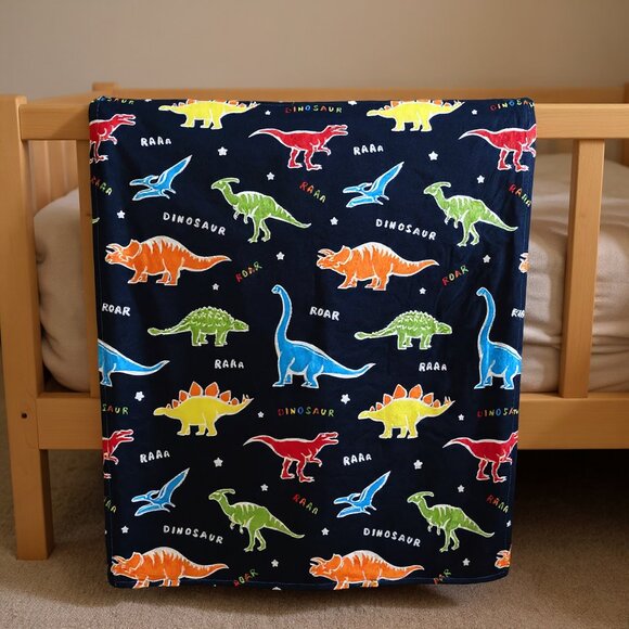 Soft & Cozy Other - Glow in the Dark Dinosaur Throw Blanket – Blue, for Kids, Soft & Cozy, NEW